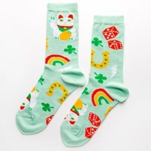 Yellow Owl Workshop Lucky Cat Cotton Crew Socks